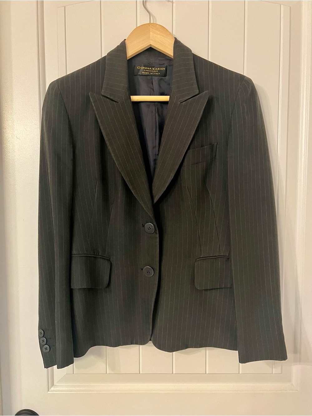 Vintage Donna Karan Black Pinstripe Women's Blazer